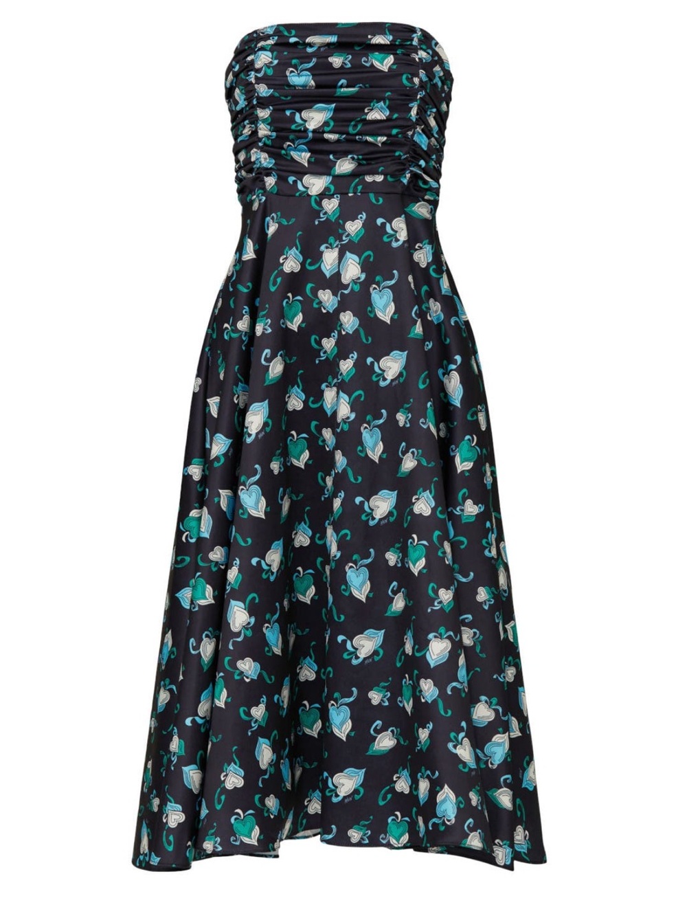 HVN Karla Strapless Ruched Satin Midi Dress Size 4